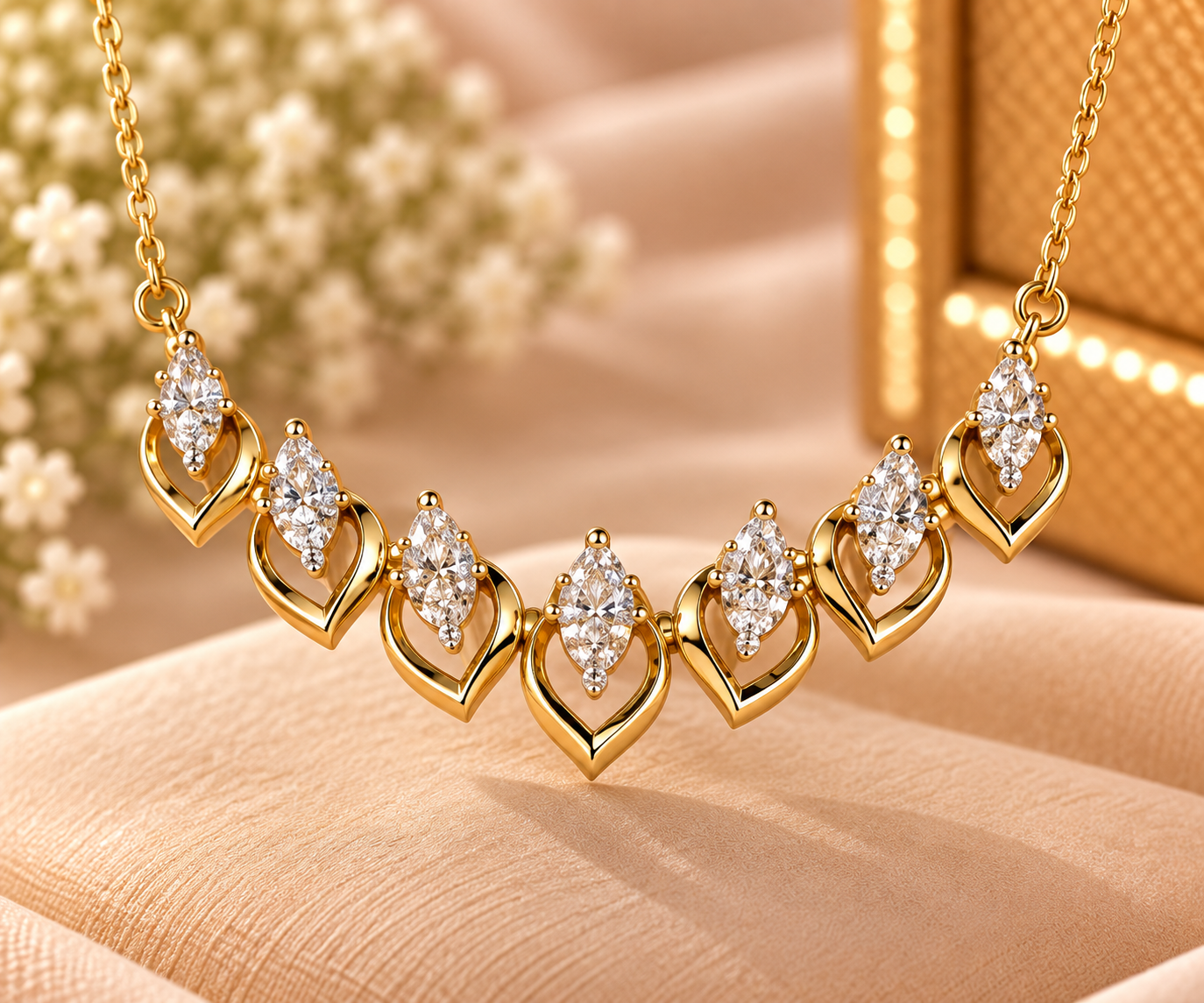 Luxury Gold Diamond Leaf Pendant